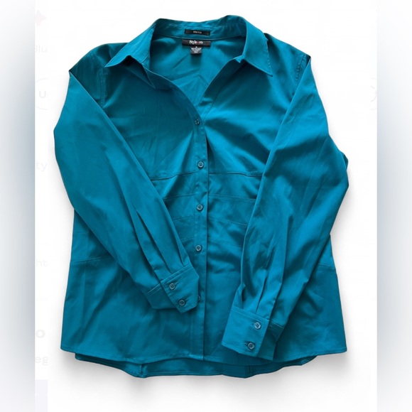 Style & Co. Teal Button-Down Shirt - Picture 1 of 3